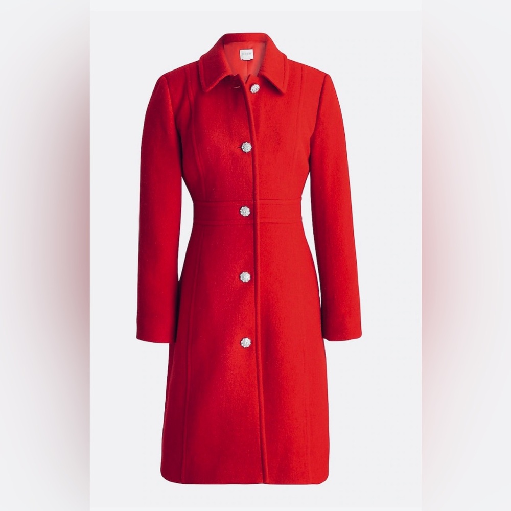 J. Crew NWT Lady Day Wool Coat with Jeweled Buttons